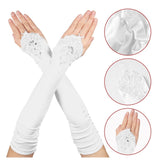 Long Lace Gloves, Soft Fingerless Lace Glove 1920s Opera Elbow Length Women's Gloves
