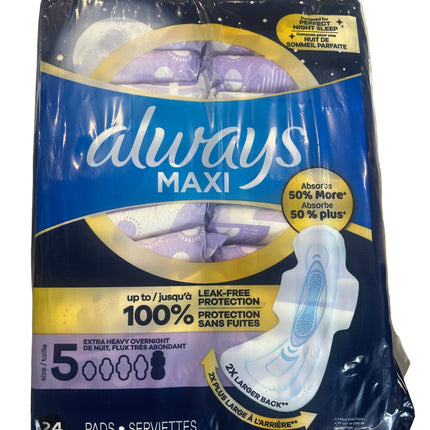 ALWAYS Size 5 Unscented 24ct Pads