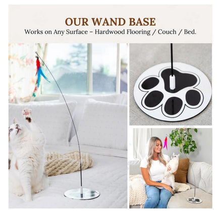Suction Cup Cat Toys for Indoor Cats Interactive Suction Cup Cat Wand Toy Feather Teaser for Indoor Cats & Kittens Multi Surface Base for Hands Free Play