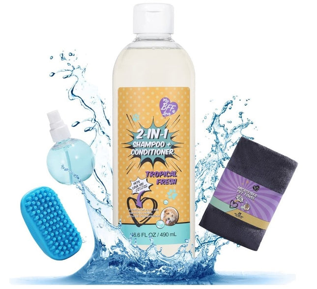 MY BFF LOVE Pet Grooming Gift Set For Cats & Dogs, 4 Pcs