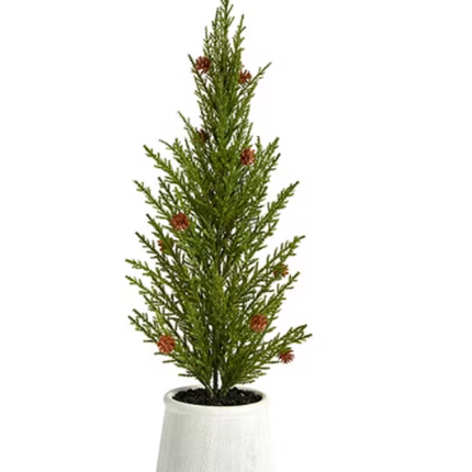 Nearly Natural Faux In Planter 2 Foot Cedar Christmas Tree