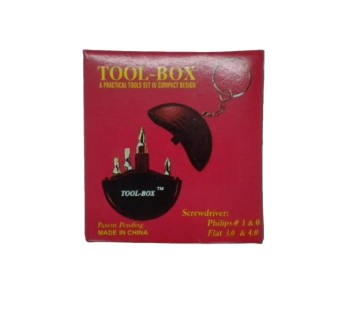 Tool-Box Screwdriver Keychain w/4 Bits, Model: 880504