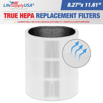 LifeSupplyUSA ER609 1-PACK Blueair Blue Pure 411 Particle True HEPA Air Purifier Filter