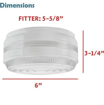 ASPEN CREATIVE #23604-01, 6" Clear And White Drum Replacement Glass Shade For Ceiling Fixture. 1-PIECE