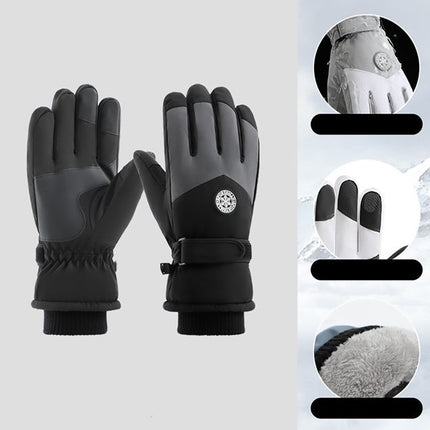 Vanolu Men's Winter Gloves for Skiing, Shoveling, BLACK/GREY SIZE XL