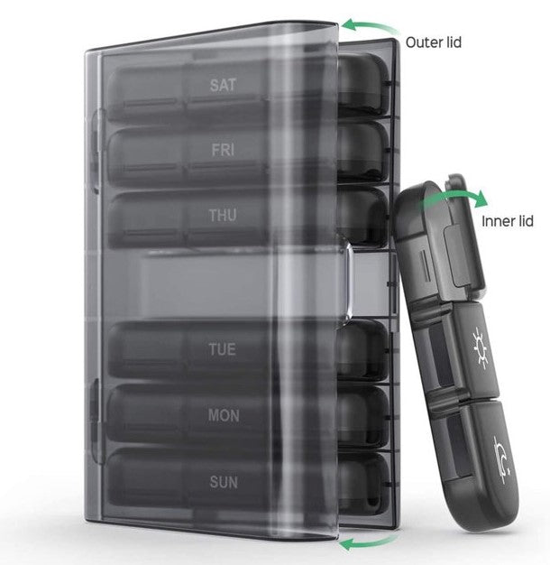 PULIV Weekly Box Eye Catching 3 Times A Day Easy to Clean 7 Day Planner Case for Daily Use Storage Casket Storage & Organization, BLACK