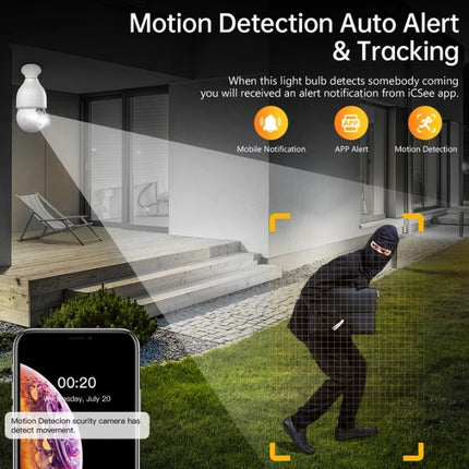 Campark SC16 1080P Wireless WiFi Motion Tracking Lightbulb Security Camera, 1-Count