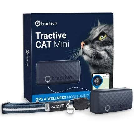 Tractive Mini GPS Pet Tracker for Cats - Waterproof, GPS Location &amp; Smart Activity Tracker, Unlimited Range, Midnight Blue