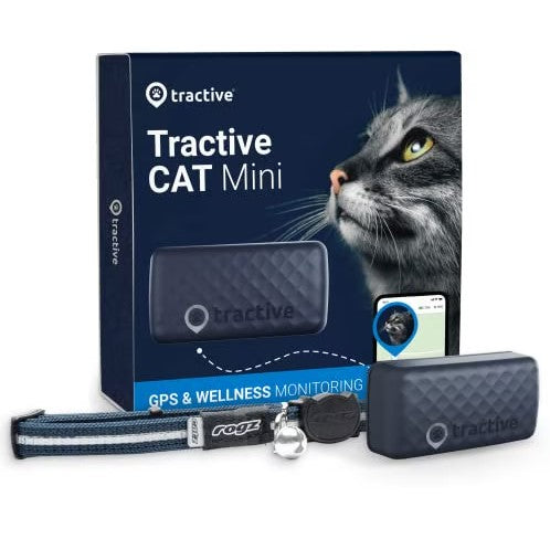 Tractive Mini GPS Pet Tracker for Cats - Waterproof, GPS Location &amp; Smart Activity Tracker, Unlimited Range, Midnight Blue