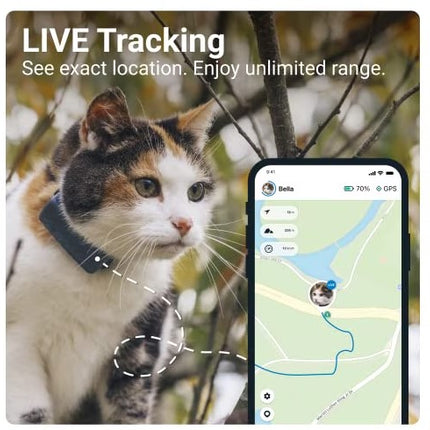 Tractive Mini GPS Pet Tracker for Cats - Waterproof, GPS Location &amp; Smart Activity Tracker, Unlimited Range, Midnight Blue