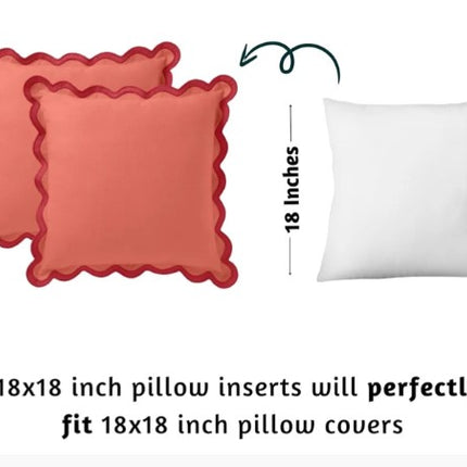 Folkulture 18 X 18" Set of 2 Cushion Cover Scallop Embroidery Oasis, Coral Red