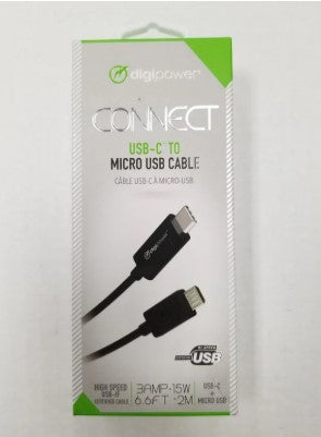 Digipower Charge & Sync Cable USB-C to Micro-USB 15W 2m