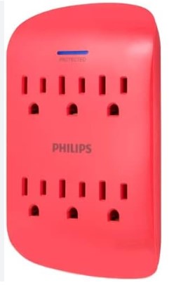 PHILIPS Home Power 6 Surge Protector Outlet Extender, 900 Joules