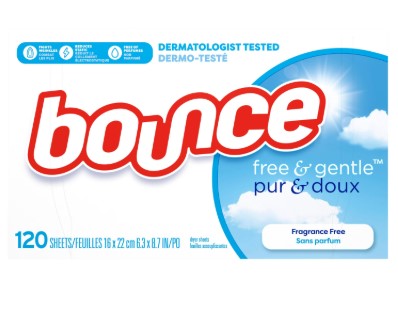 Bounce Dryer Sheets Free & Gentle, Unscented And Hypoallergenic For Sensitive Skin, 120 Count Pack of 1