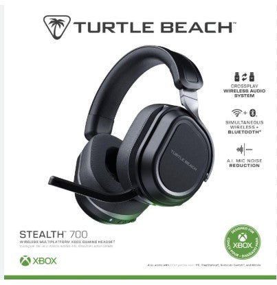 Turtle Beach Stealth 700 Wireless Multiplatform Gaming Headset for Xbox Series X|S, Xbox One, PC, PS5, PS4, & Mobile – 60mm Speakers, A.I. Noise-Cancelling Mic, Bluetooth, Black TBS-2101-05
