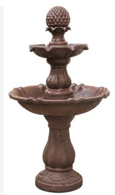 XBRAND 39-in H Resin Two Tier Solar Powered Tiered Outdoor Water Fountain, HC-243-8364 Brown