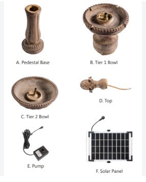 XBRAND 39-in H Resin Two Tier Solar Powered Tiered Outdoor Water Fountain, HC-243-8364 Brown