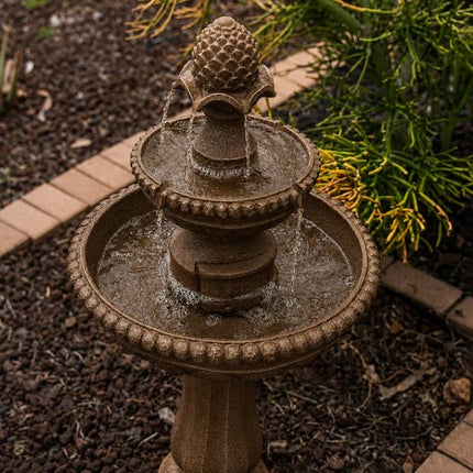 XBRAND 39-in H Resin Two Tier Solar Powered Tiered Outdoor Water Fountain, HC-243-8364 Brown