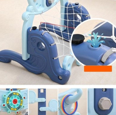 HOMCOM indoor/Outdoor Multifunctional Kids 5-in-1 Basketball Hoop/football/golf/ringo Set