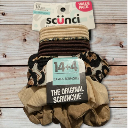 Scunci Elastics and Scrunchies 18 pc Value Combo Pack Leopard Brown Black
