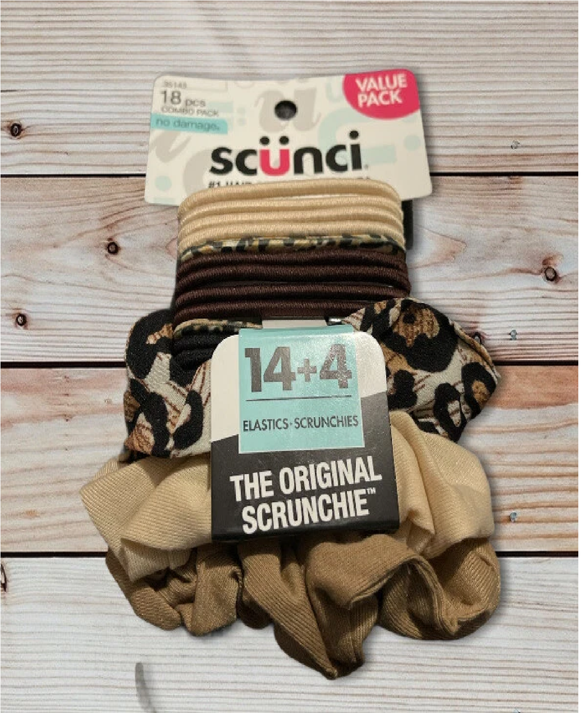 Scunci Elastics and Scrunchies 18 pc Value Combo Pack Leopard Brown Black
