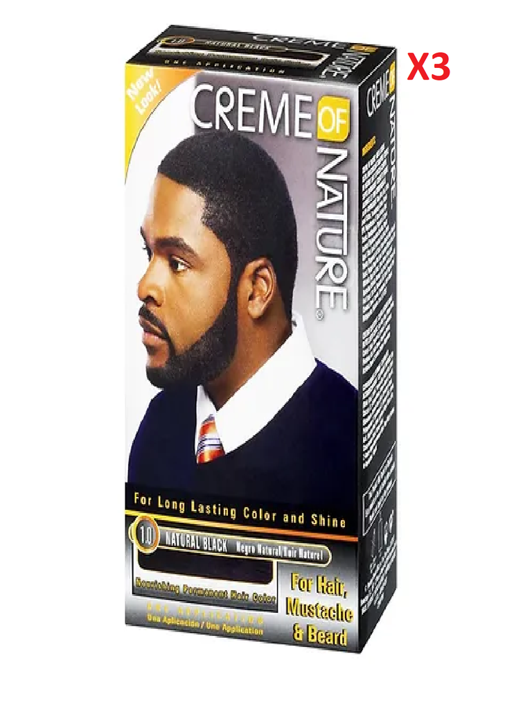 3 Pack Creme of Nature – Nourishing permanent hair color Natural black