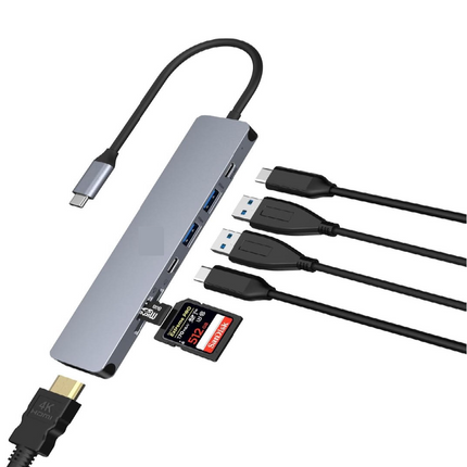 USB C Hub, 7in1 USBC Hub, 4K HDMI Multiport Adapter