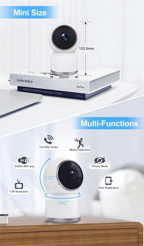 Molintell Security Camera Indoor Wireless WiFi 2K, Baby Monitor