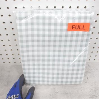 Amazon Basics Kid's Sheet Set - Soft, Easy-Wash Lightweight Microfiber - Full, GINGHAM GREY 54XB