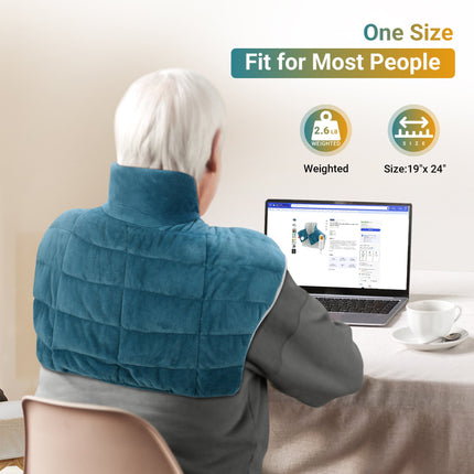 Comfytemp Weighted Heating Pad for Neck and Shoulders, FSA HSA Eligible, 19"x 22", Blue