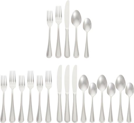 AMAZONBASIC 20-PC Stainless Steel Satin Matte Flatware Set