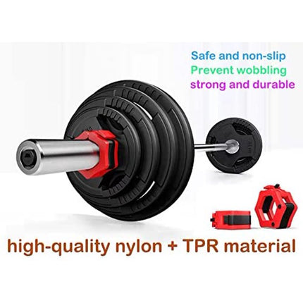 OVTSPO 2-PACK Olympic Barbell Clamps Bar Clips: Quick Release Barbell Collars - 2inch Weight Bar Clamp for Workout Weightlifting, RED