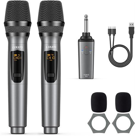 LEKATO With 2 Wireless Microphone Rechargeable Wireless Microphone