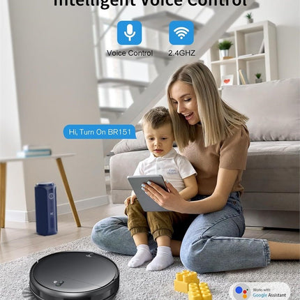 ROBOT 2 in 1 Mopping Robot Vacuum Cleaner with Schedule, Wi-Fi/Voice/App