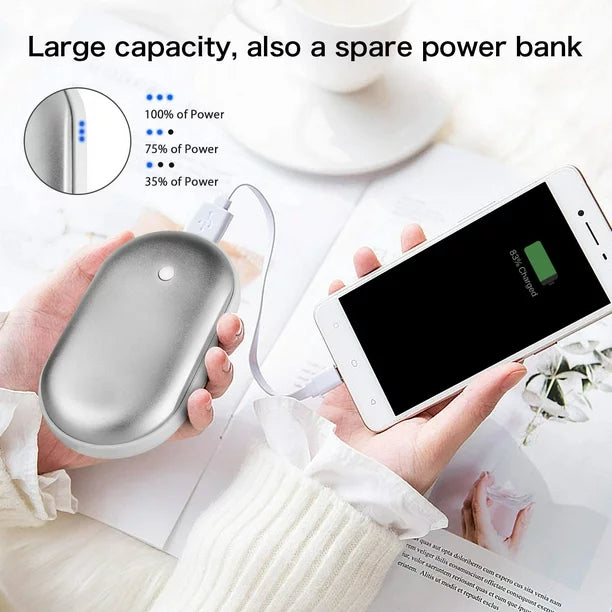 Rechargeable Hand Warmer, 5200mA Reusable Electric Pocket USB Hand Warmers/Power Bank, for Raynauds, Outdoors, Winter