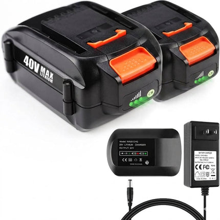 Powilling 2-PACK 40V 3.5Ah WA3580 Lithium Battery for Worx 40V Battery and Charger