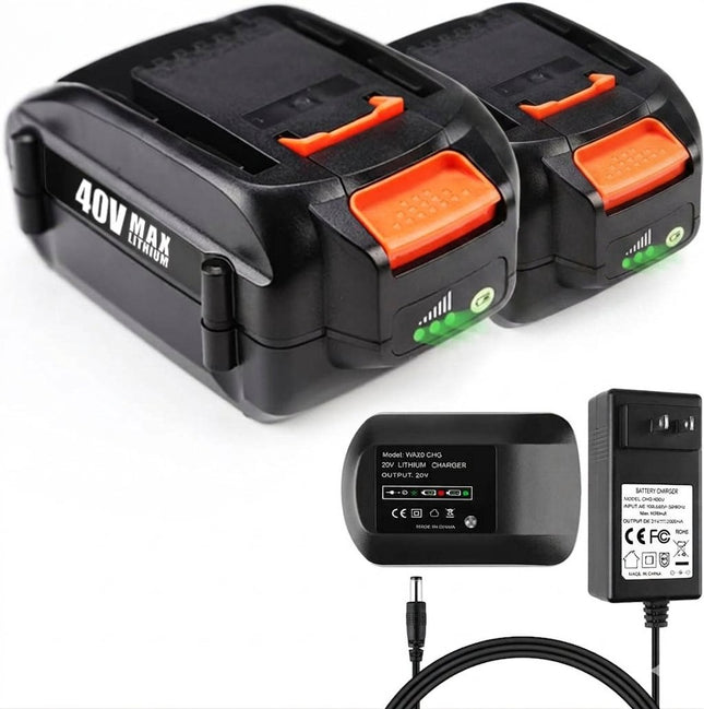 Powilling 2-PACK 40V 3.5Ah WA3580 Lithium Battery for Worx 40V Battery and Charger