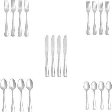 AMAZONBASIC 20-PC Stainless Steel Satin Matte Flatware Set