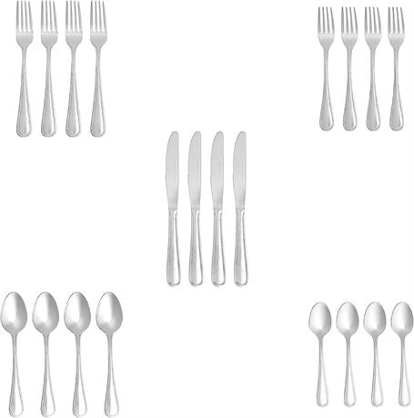 AMAZONBASIC 20-PC Stainless Steel Satin Matte Flatware Set