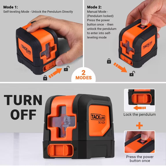 Tacklife Feet Laser Level, Self-Leveling Horizontal and Vertical Cross-Line Laser - SC-L01