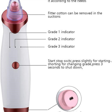 Blackhead Remover Pore Vacuum Extractor Pore Cleaner Electronic Comedone Remover