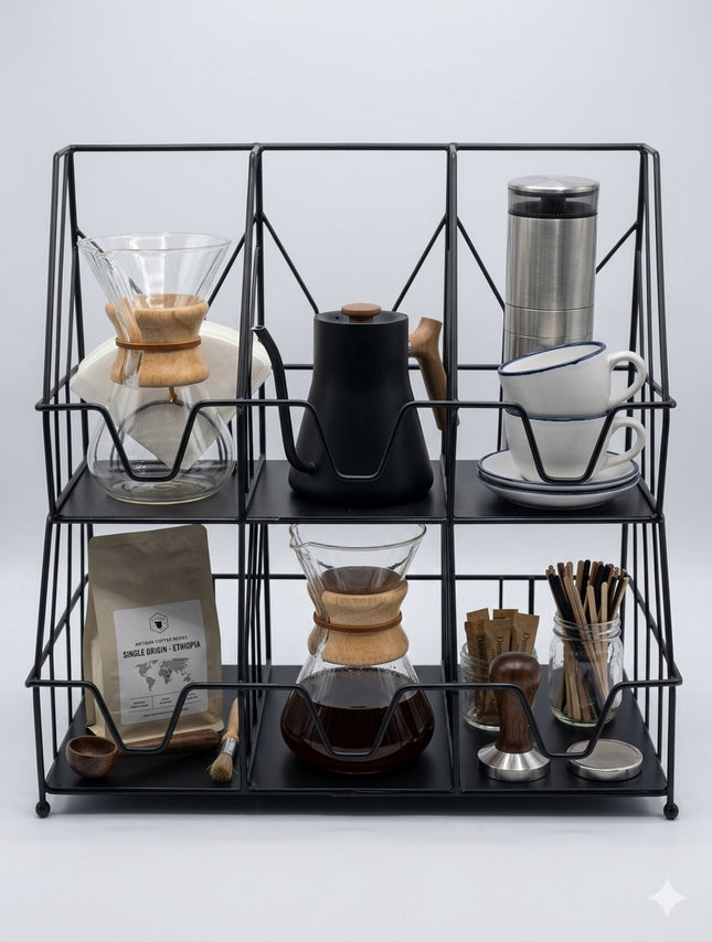 SUWIMUT Coffee and Syrup Organizer Rack, Black