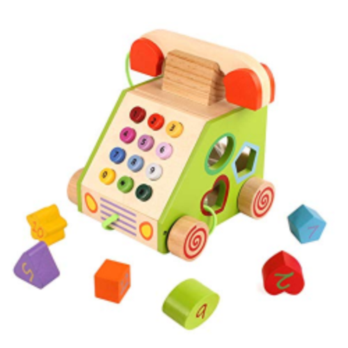 Wooden Artificial Telephone Child Early Childhood Education Puzzle Baby Shape Digital Cognitive Toy T122