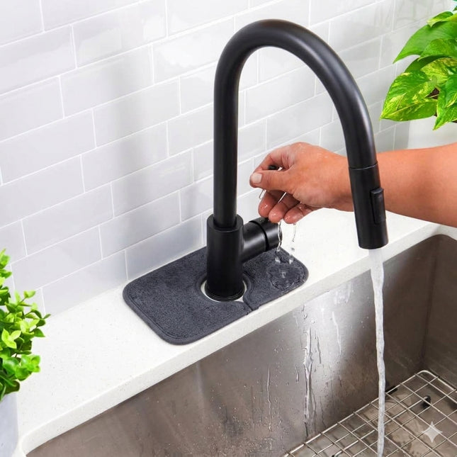 Ternal 2-pack Kitchen Faucet, Absorbent Microfiber Fabric, Machine Washable Splash Guard & Drip Catcher for Around Faucet Handle Sinkmat Mini, 1 Pack, Black