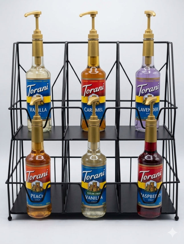 SUWIMUT Coffee and Syrup Organizer Rack, Black