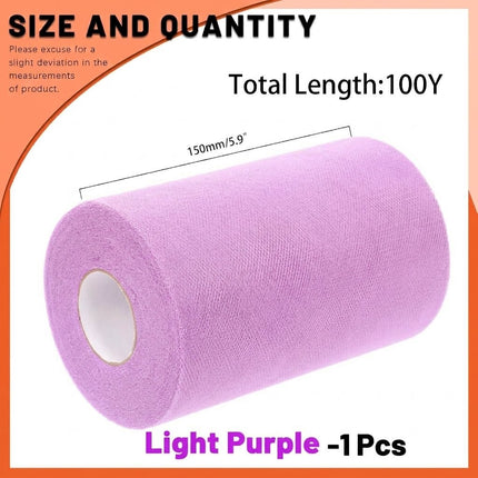 Tanstic 1Pc Light Purple Tulle Fabric Roll, 6 Inch x 100 Yards Tulle Ribbon Fabric Spool Fabric Tulle Roll for DIY Tutu Bow, Birthday Party Wedding Decorations