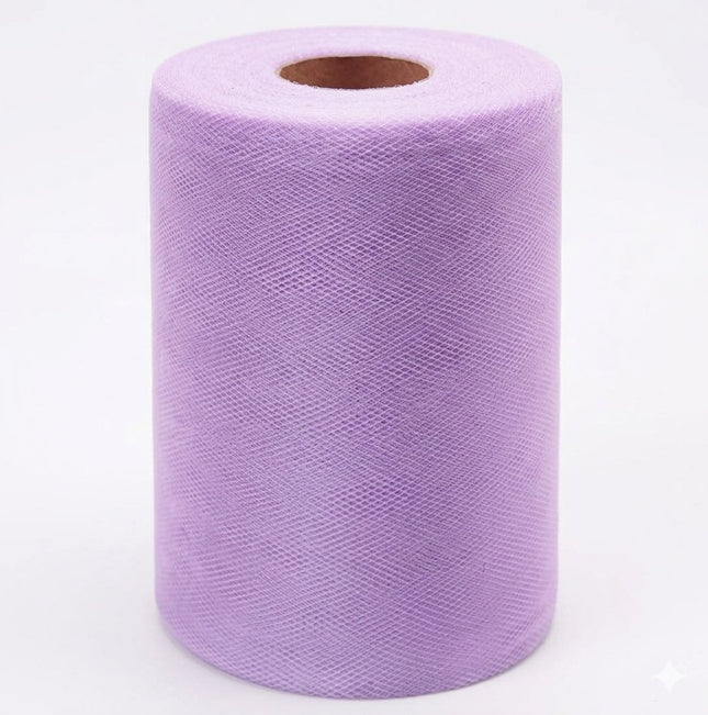 Tanstic 1Pc Light Purple Tulle Fabric Roll, 6 Inch x 100 Yards Tulle Ribbon Fabric Spool Fabric Tulle Roll for DIY Tutu Bow, Birthday Party Wedding Decorations