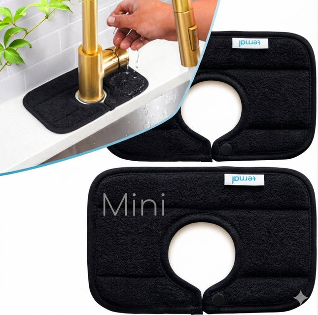 Ternal 2-pack Kitchen Faucet, Absorbent Microfiber Fabric, Machine Washable Splash Guard & Drip Catcher for Around Faucet Handle Sinkmat Mini, 1 Pack, Black