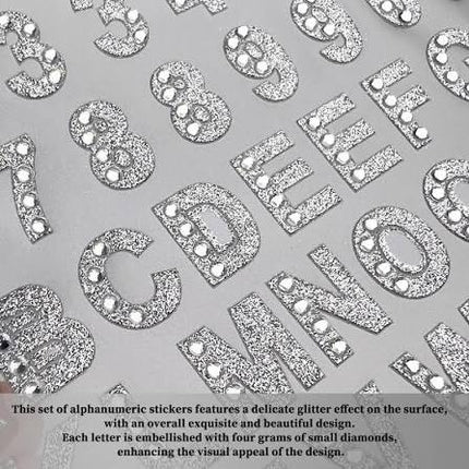 SHUNYINLAI 6 Sheets 294 PIECES Self-Adhesive Letters number stickers, Sticky Alphabet Sticker with Gems and Rhinestones for Scrapbook, DIY and Crafts supplies