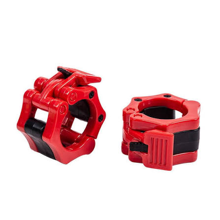 OVTSPO 2-PACK Olympic Barbell Clamps Bar Clips: Quick Release Barbell Collars - 2inch Weight Bar Clamp for Workout Weightlifting, RED